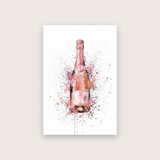 Rosé Champagne Bottle Watercolour Art Print