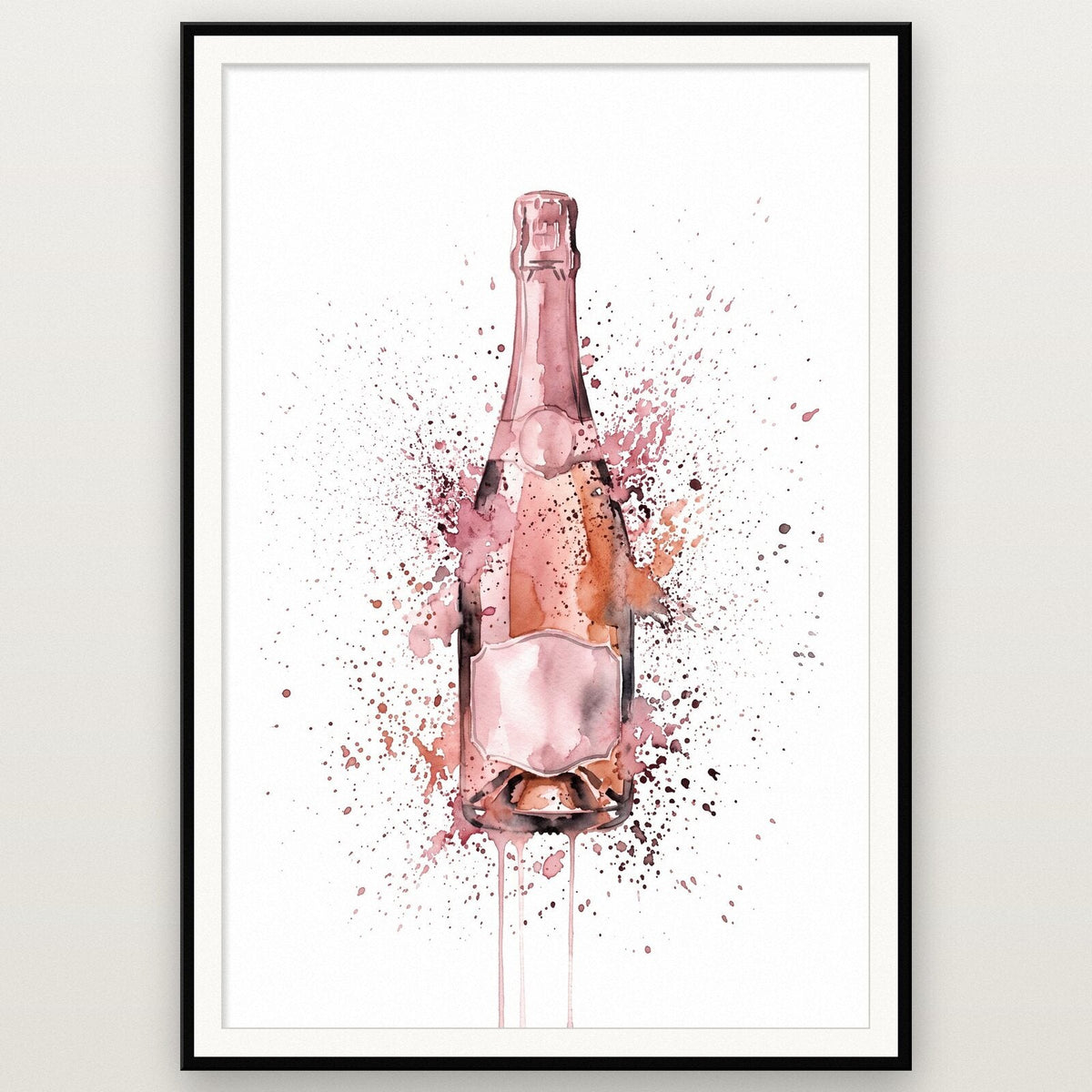 Rosé Champagne Bottle Watercolour Art Print
