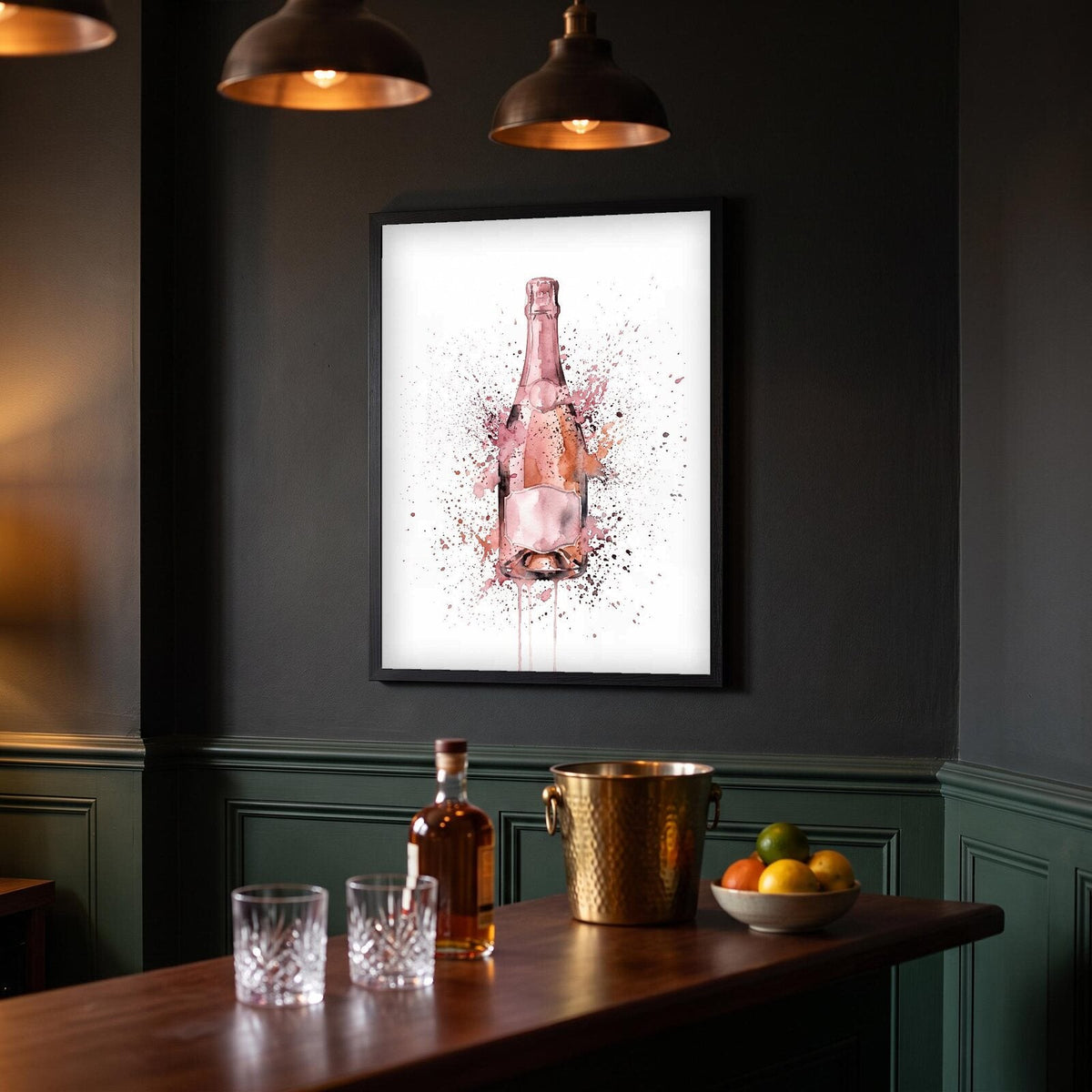 Rosé Champagne Bottle Watercolour Art Print