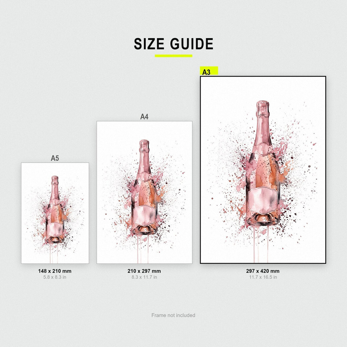 Rosé Champagne Bottle Watercolour Art Print