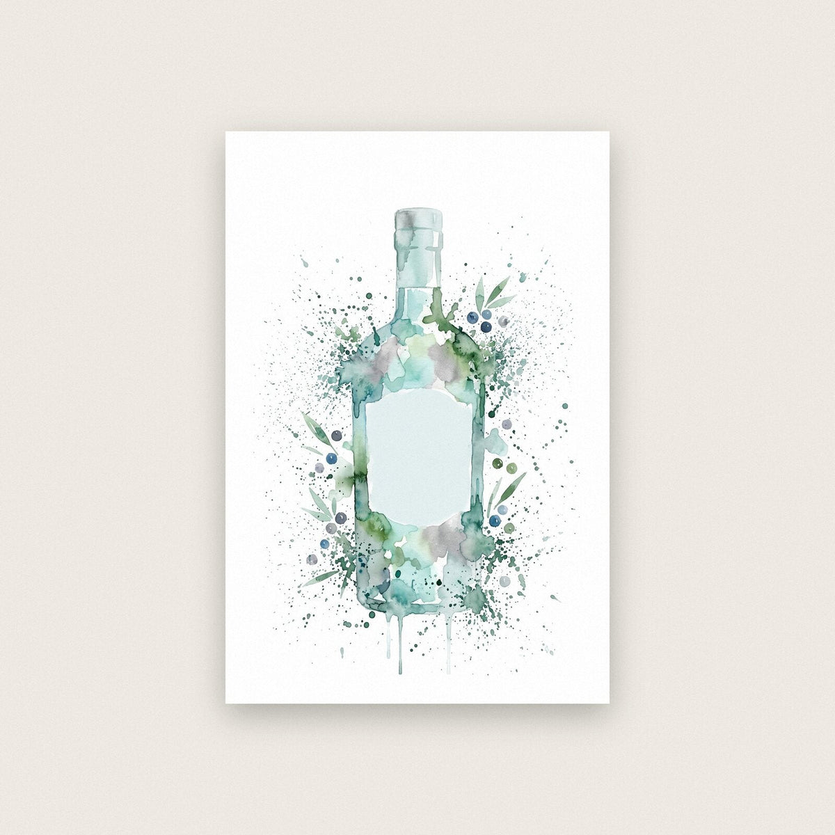 Gin Bottle Watercolour Art Print