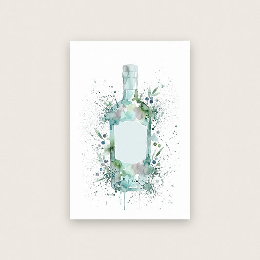 Gin Bottle Watercolour Art Print