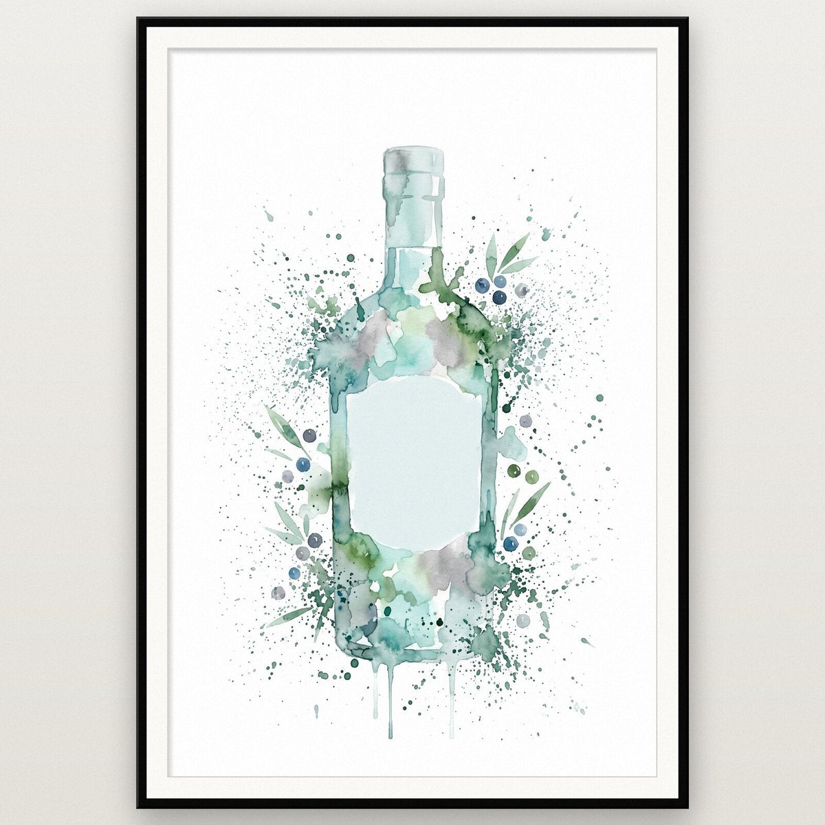 Gin Bottle Watercolour Art Print