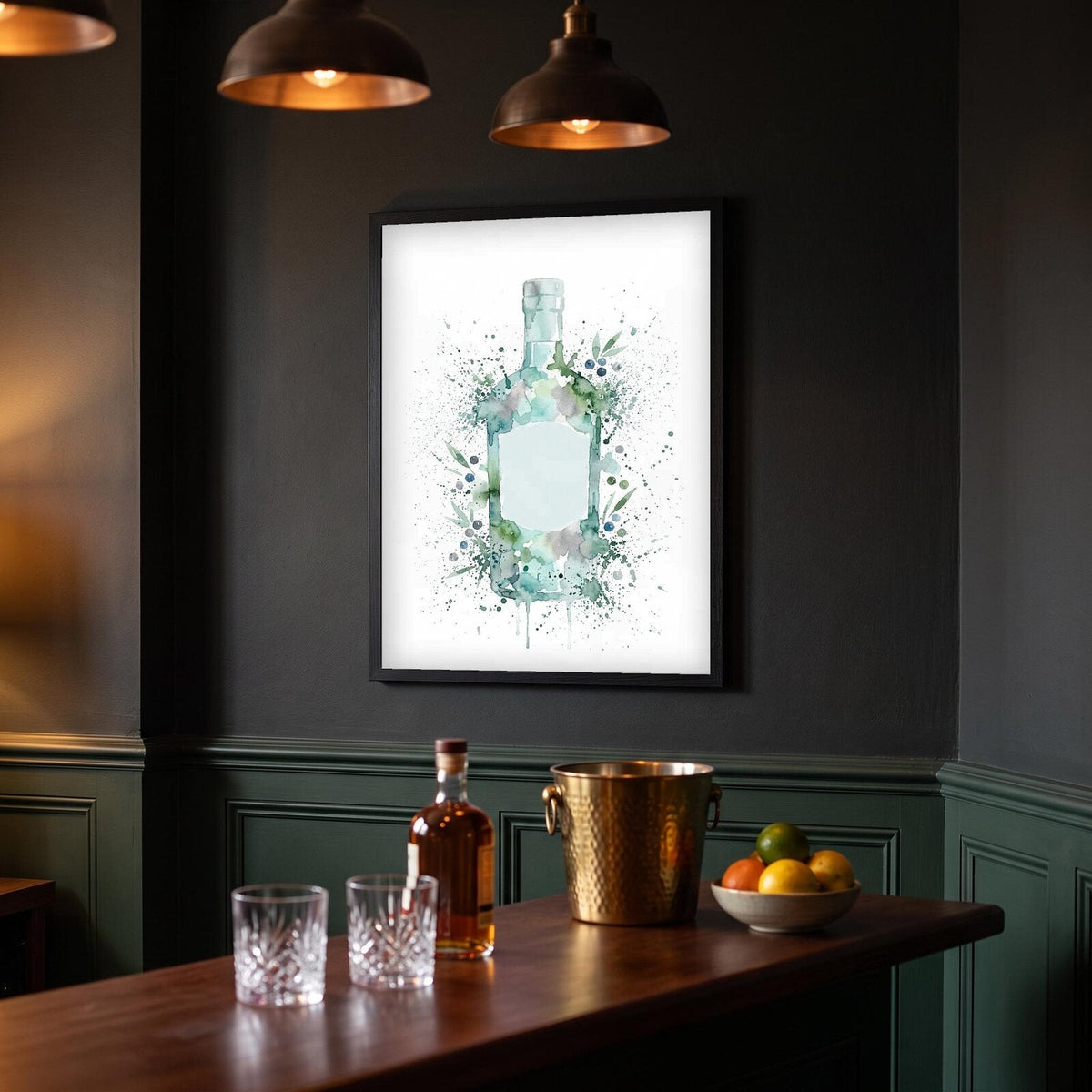 Gin Bottle Watercolour Art Print