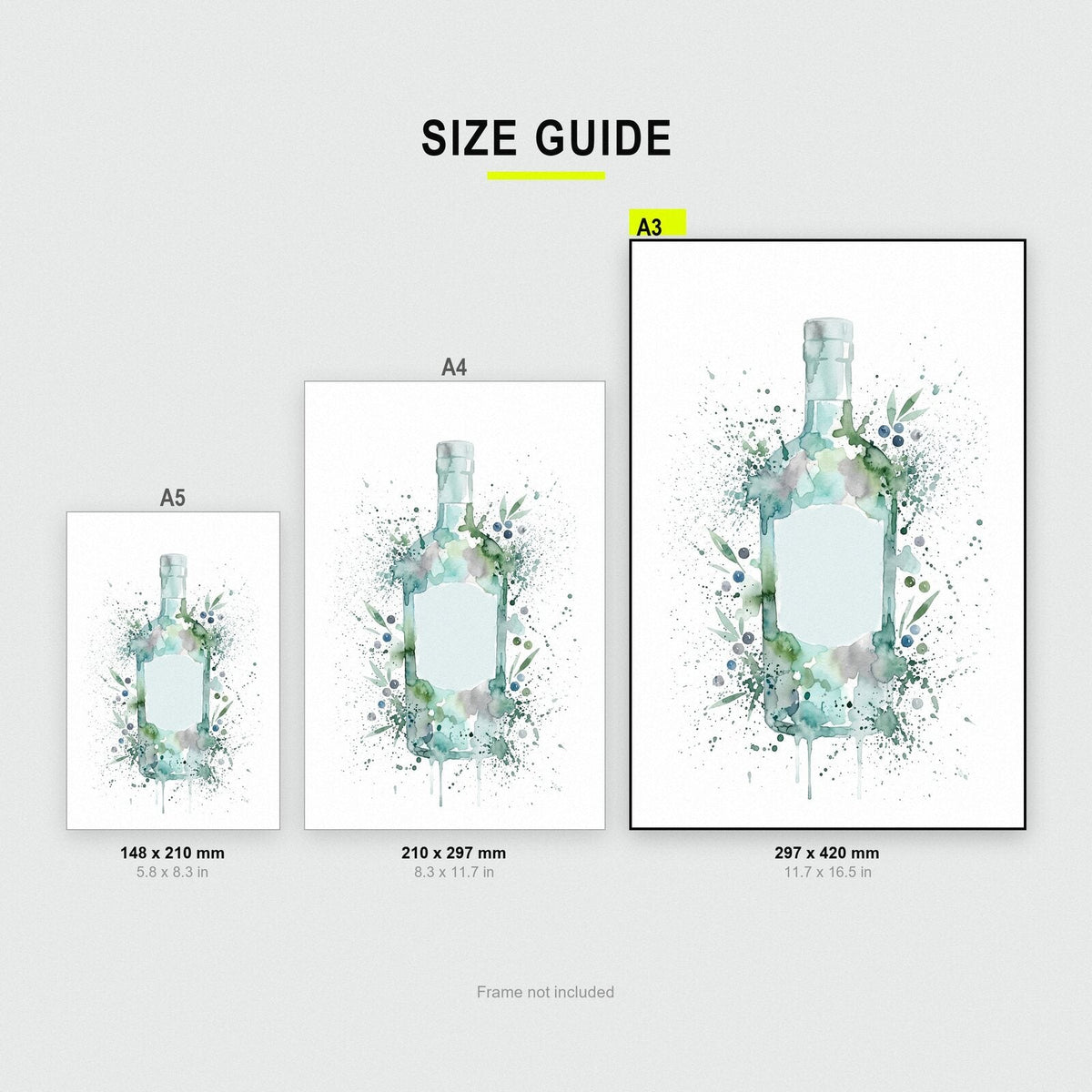 Gin Bottle Watercolour Art Print