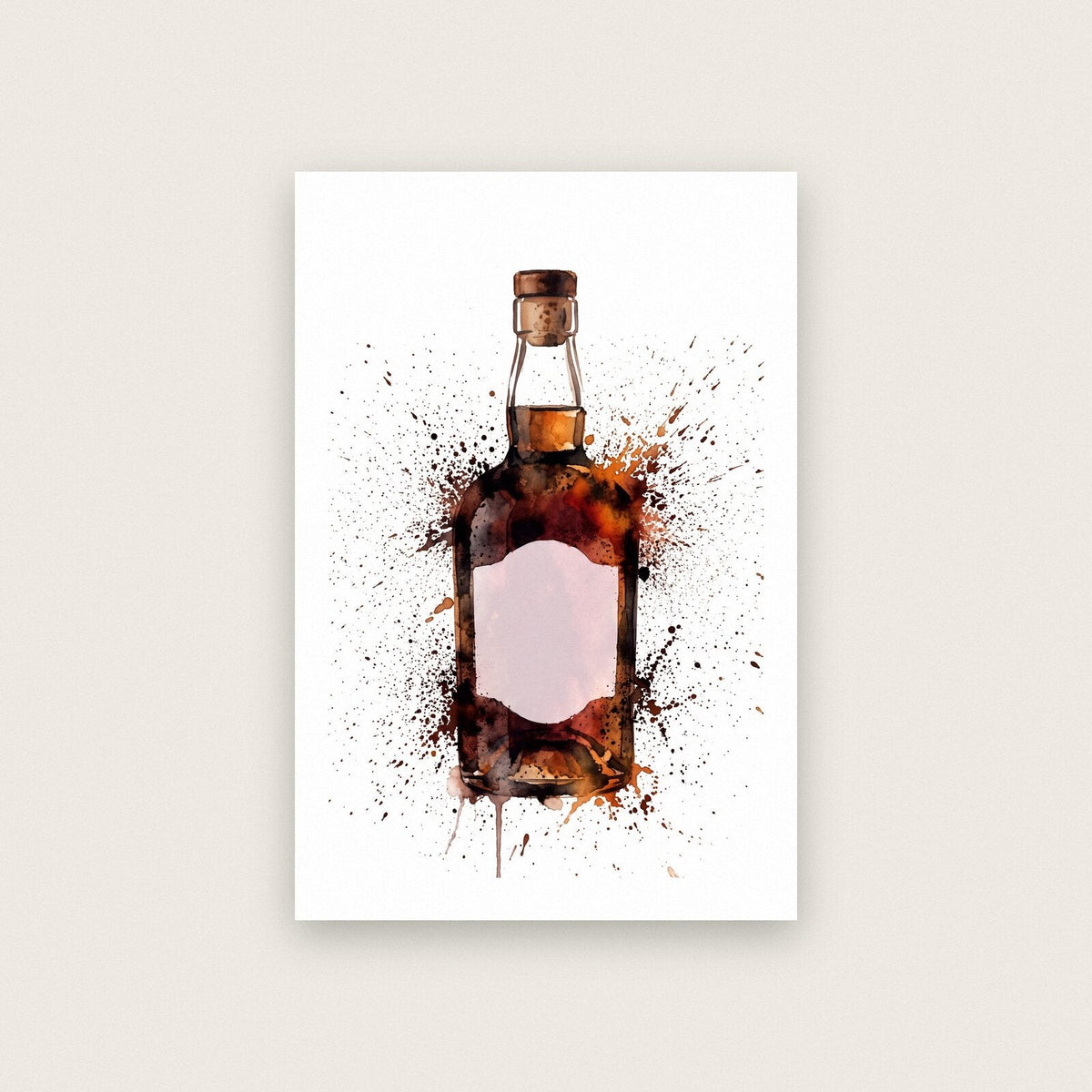 Rum Bottle Watercolour Art Print