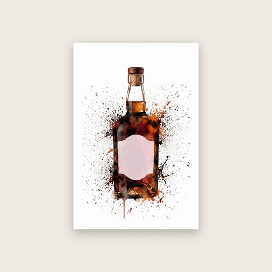 Rum Bottle Watercolour Art Print