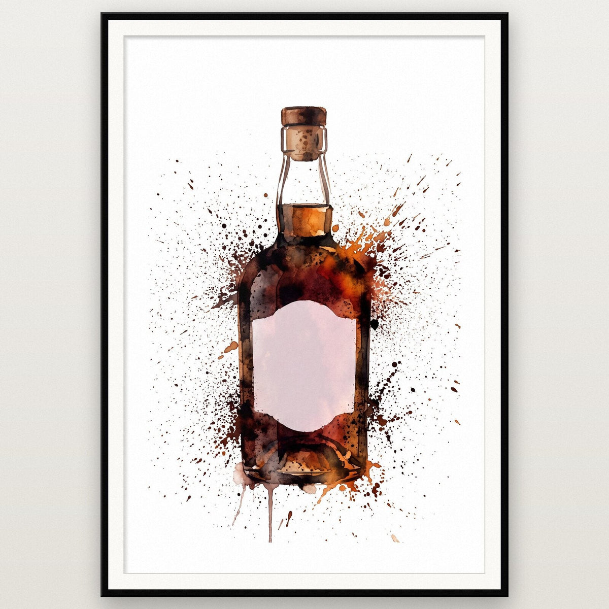 Rum Bottle Watercolour Art Print