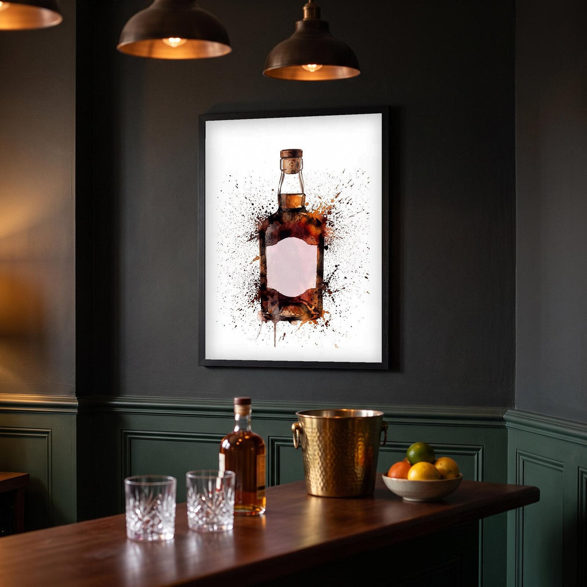 Rum Bottle Watercolour Art Print