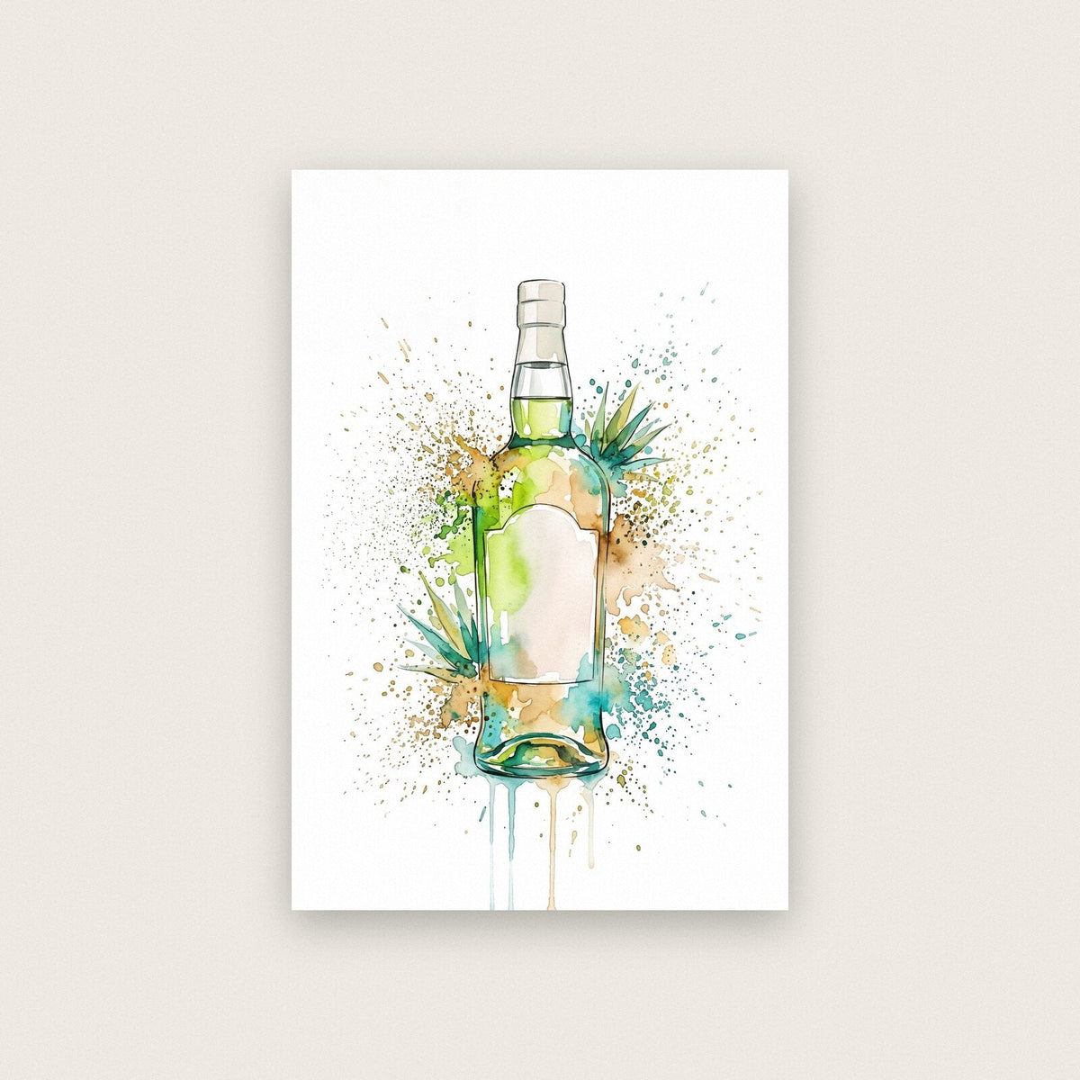 Tequila Bottle Watercolour Art Print