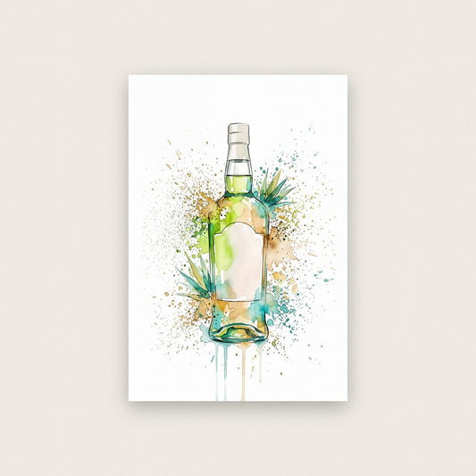 Tequila Bottle Watercolour Art Print