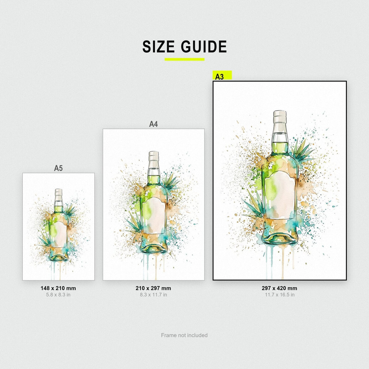 Tequila Bottle Watercolour Art Print