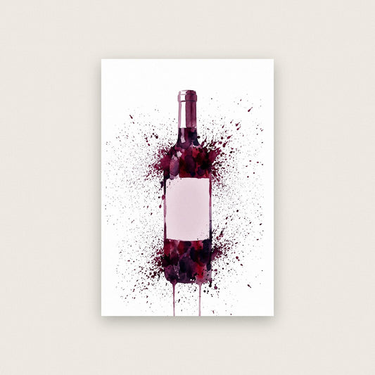 Red Wine Bottle Watercolour Art Print