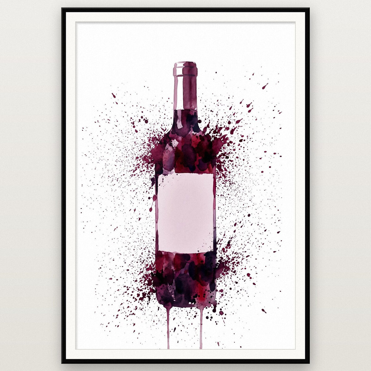Red Wine Bottle Watercolour Art Print