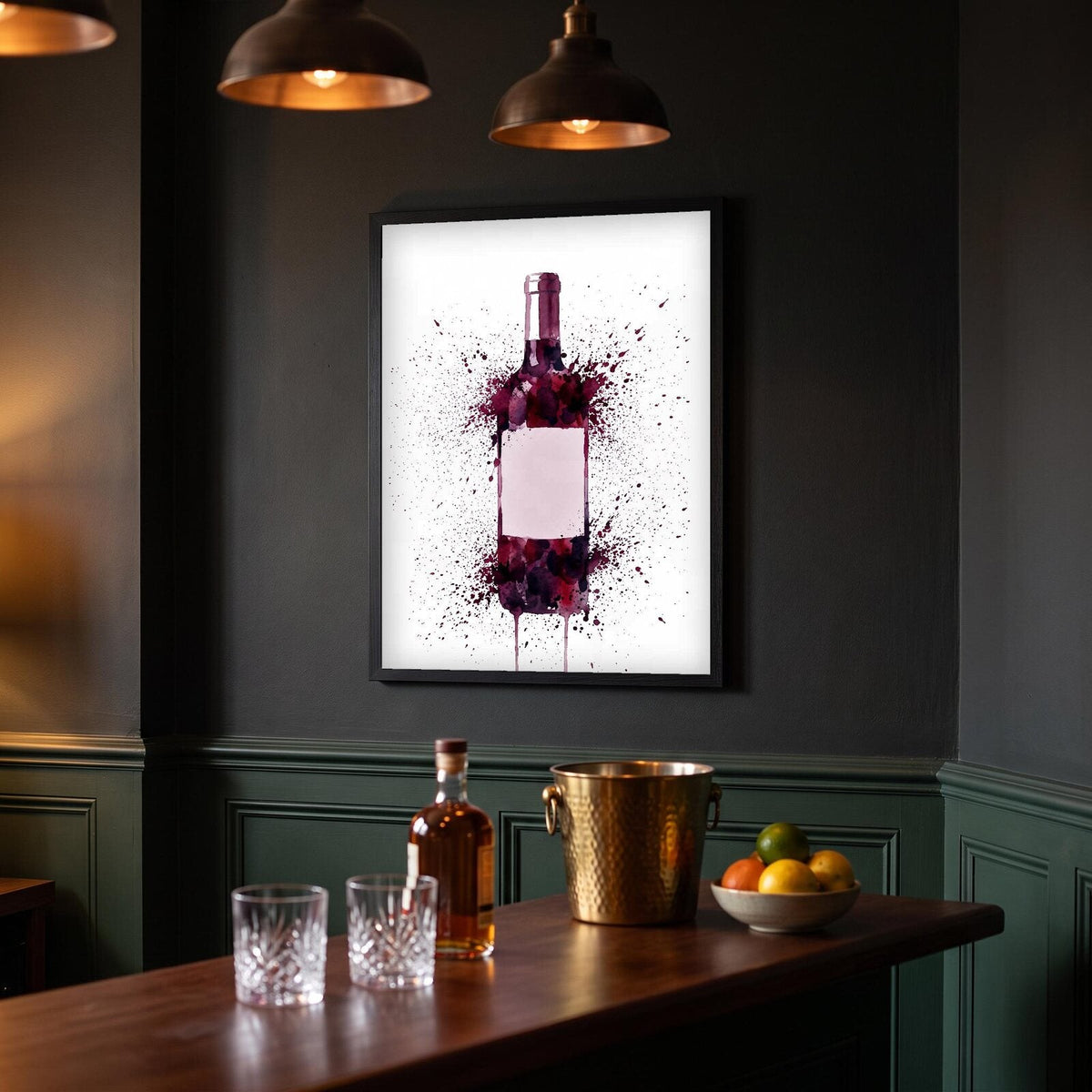 Red Wine Bottle Watercolour Art Print