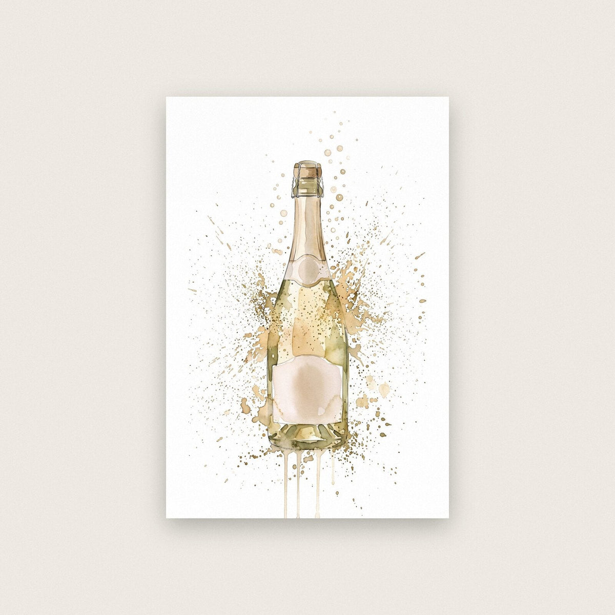Prosecco Bottle Watercolour Art Print