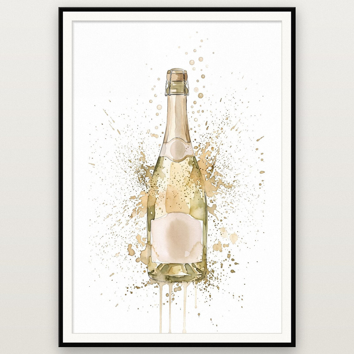 Prosecco Bottle Watercolour Art Print