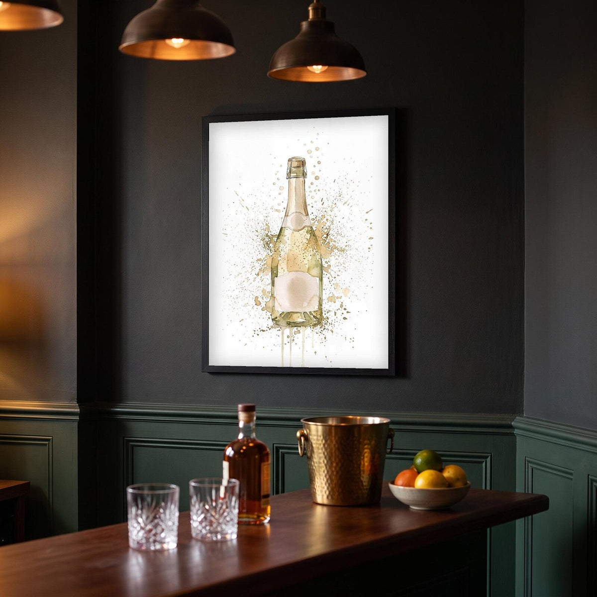 Prosecco Bottle Watercolour Art Print