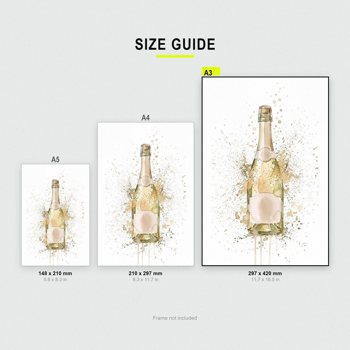 Prosecco Bottle Watercolour Art Print