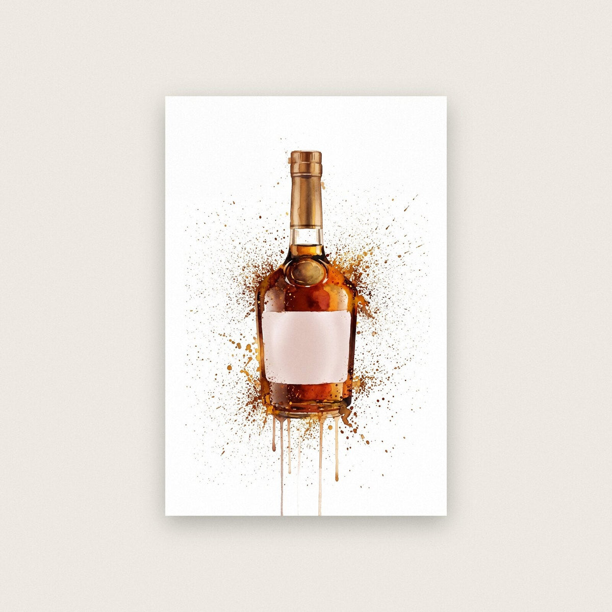 Cognac Bottle Watercolour Art Print