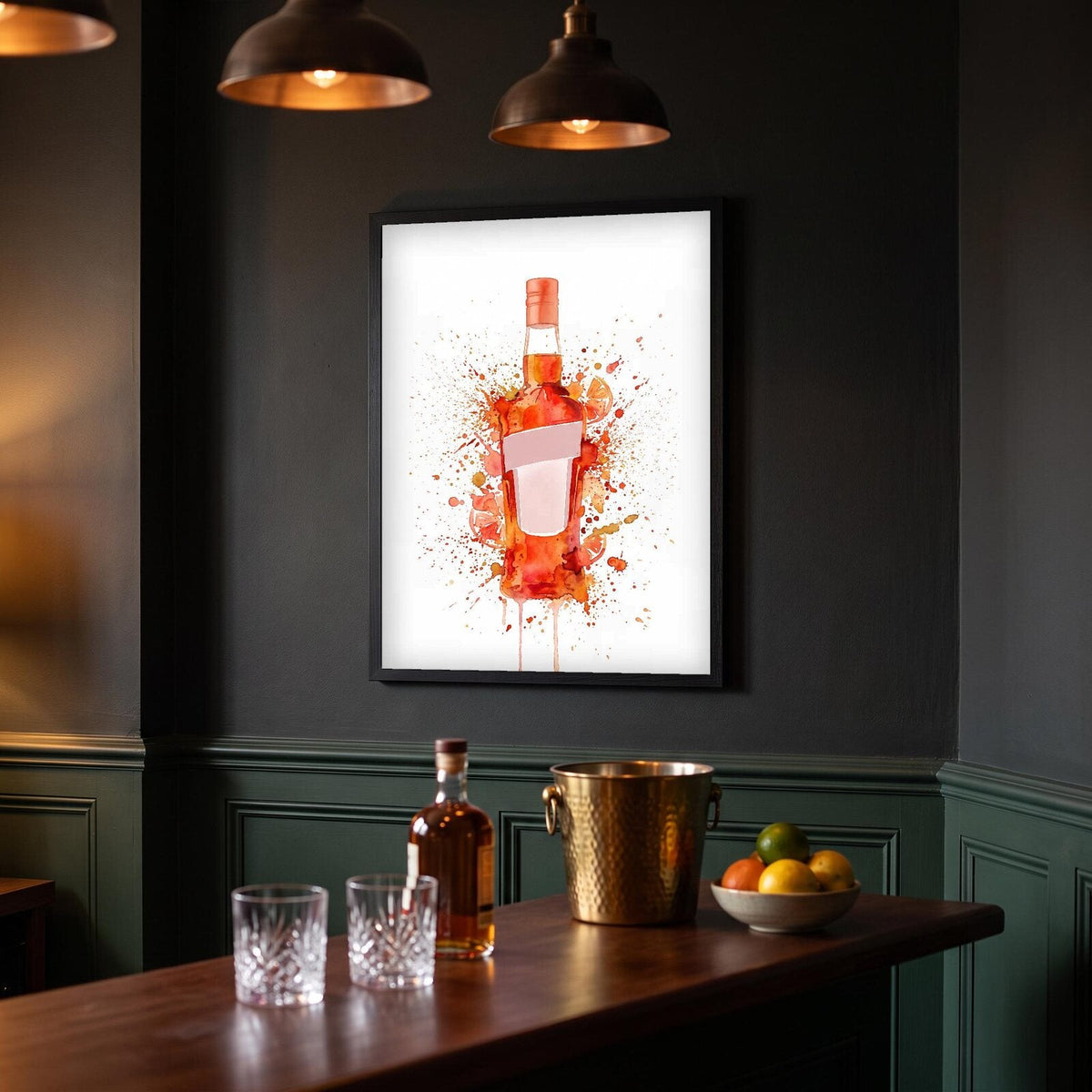 Aperitif Bottle Watercolour Art Print