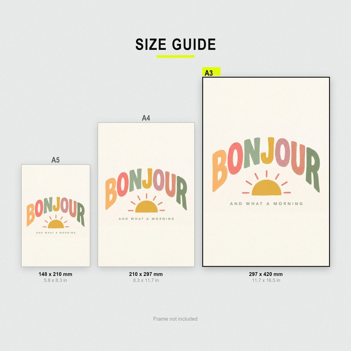 Bonjour Sunrise Typographic Art Print