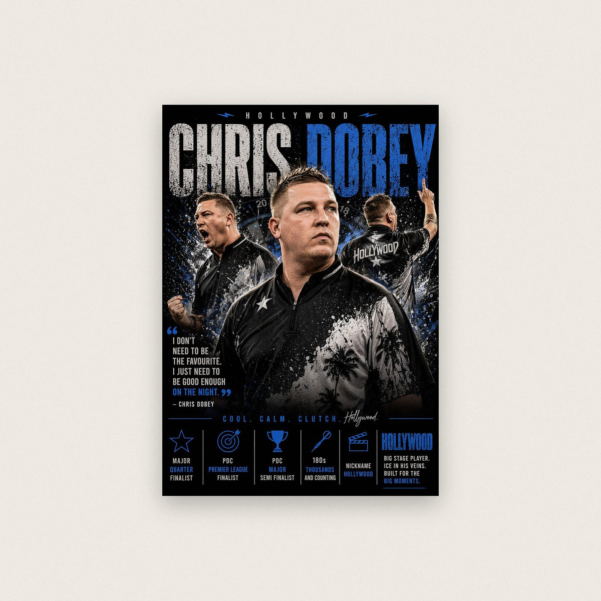 Chris Dobey "Hollywood" Darts Player Print