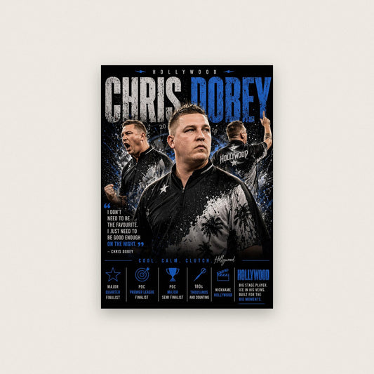 Chris Dobey "Hollywood" Darts Player Print