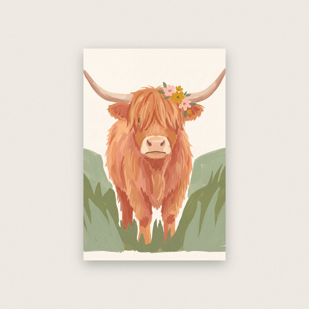 Highland Cow Illustrated Animal Art Print