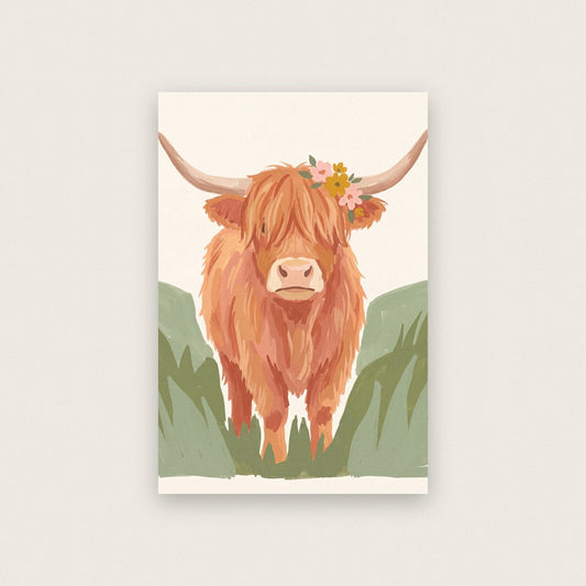 Highland Cow Illustrated Animal Art Print