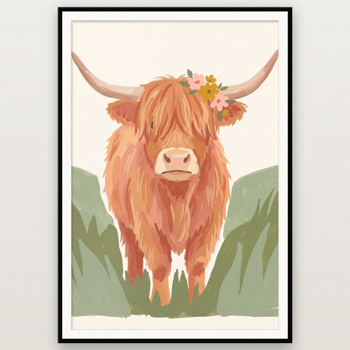 Highland Cow Illustrated Animal Art Print