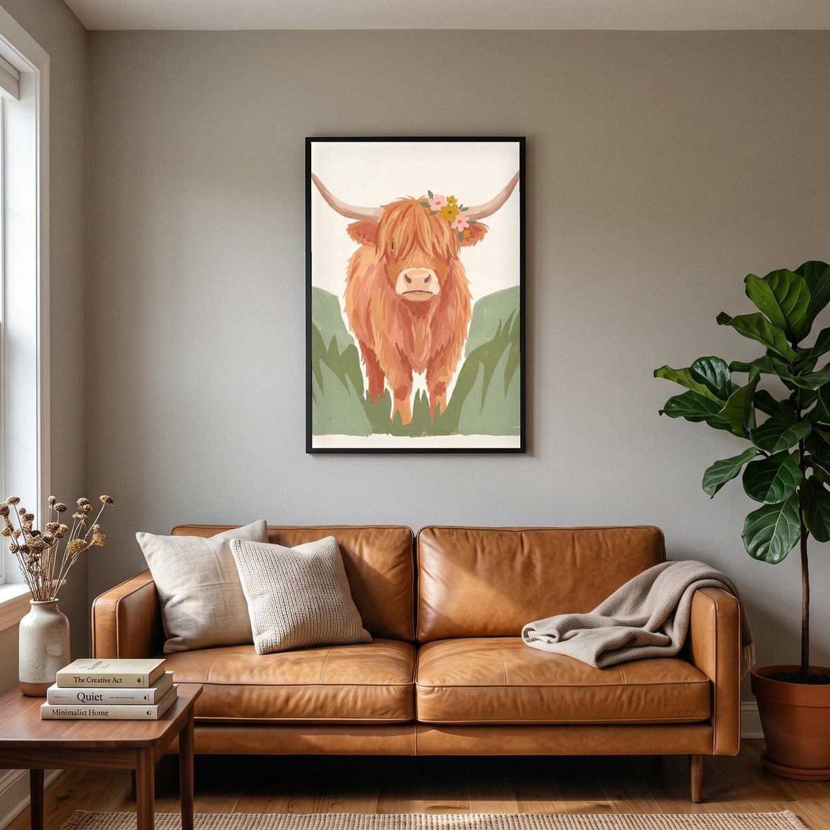 Highland Cow Illustrated Animal Art Print