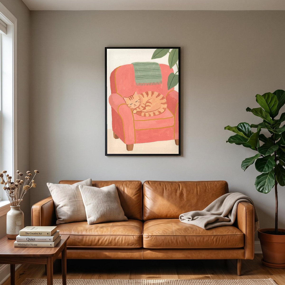 Cat In A Chair Illustrated Art Print