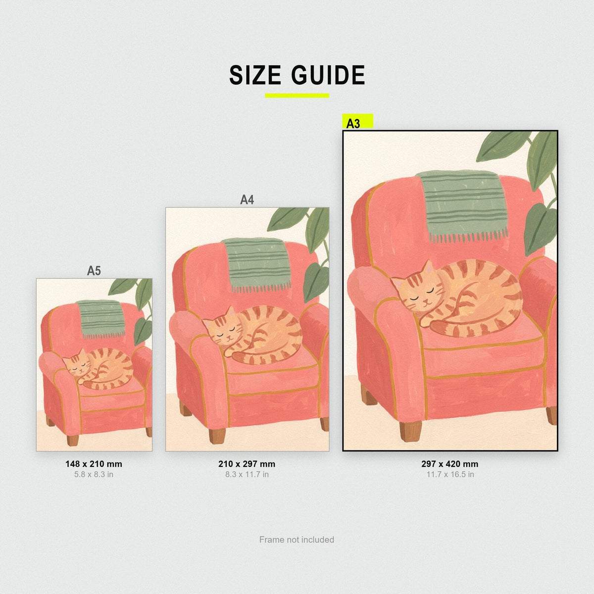 Cat In A Chair Illustrated Art Print