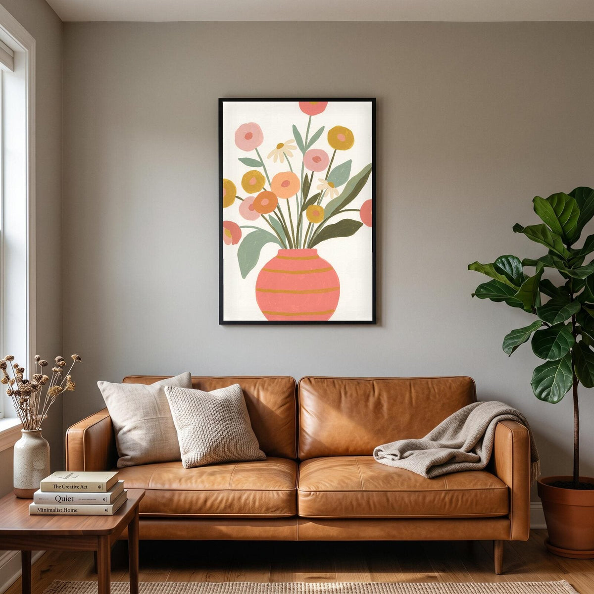 Vase Of Flowers Illustrated Art Print