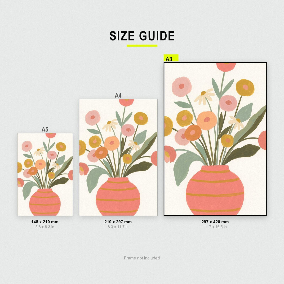 Vase Of Flowers Illustrated Art Print