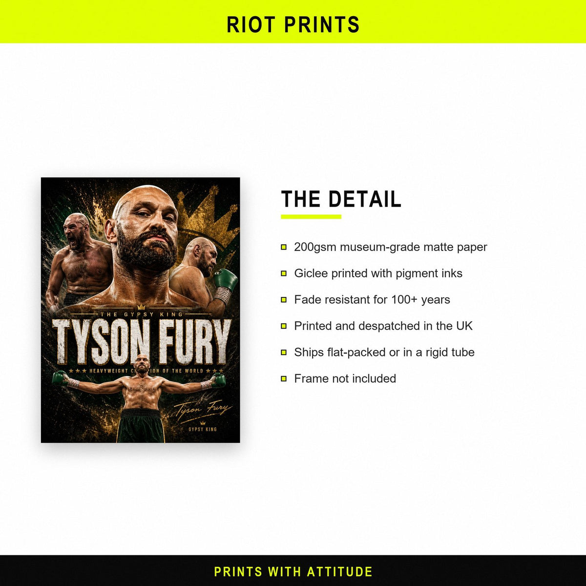Tyson Fury The Gypsy King Boxing Print paper and printing specification