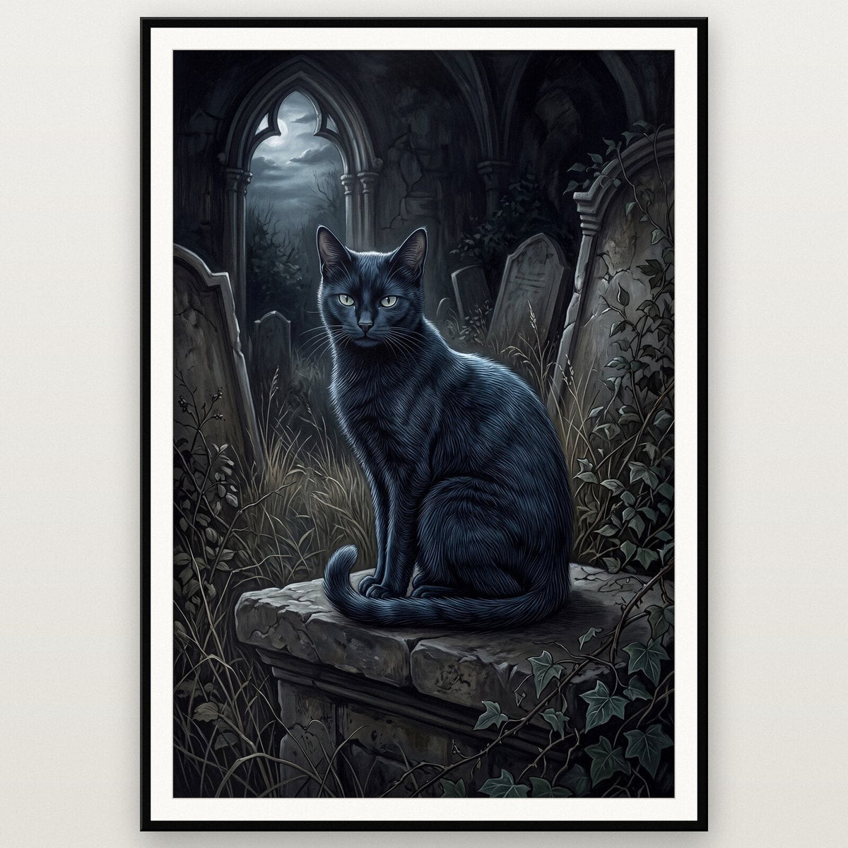 Black Cat Dark Gothic Art Print
