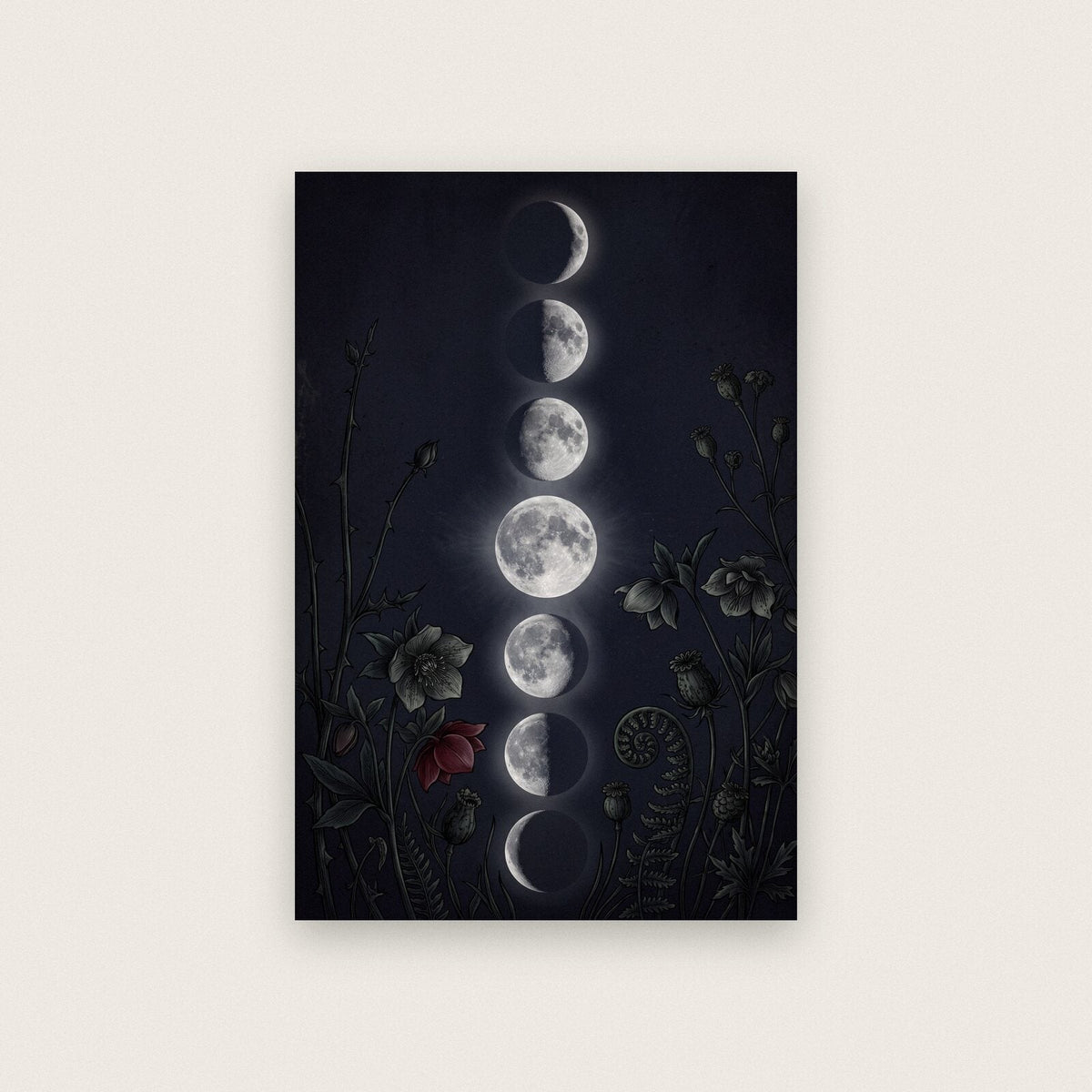 Moon Phases Dark Gothic Art Print