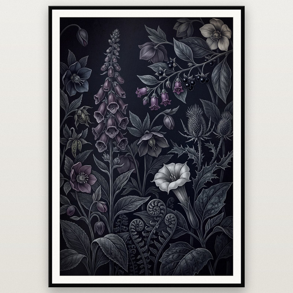 Nightshade Dark Gothic Botanical Art Print