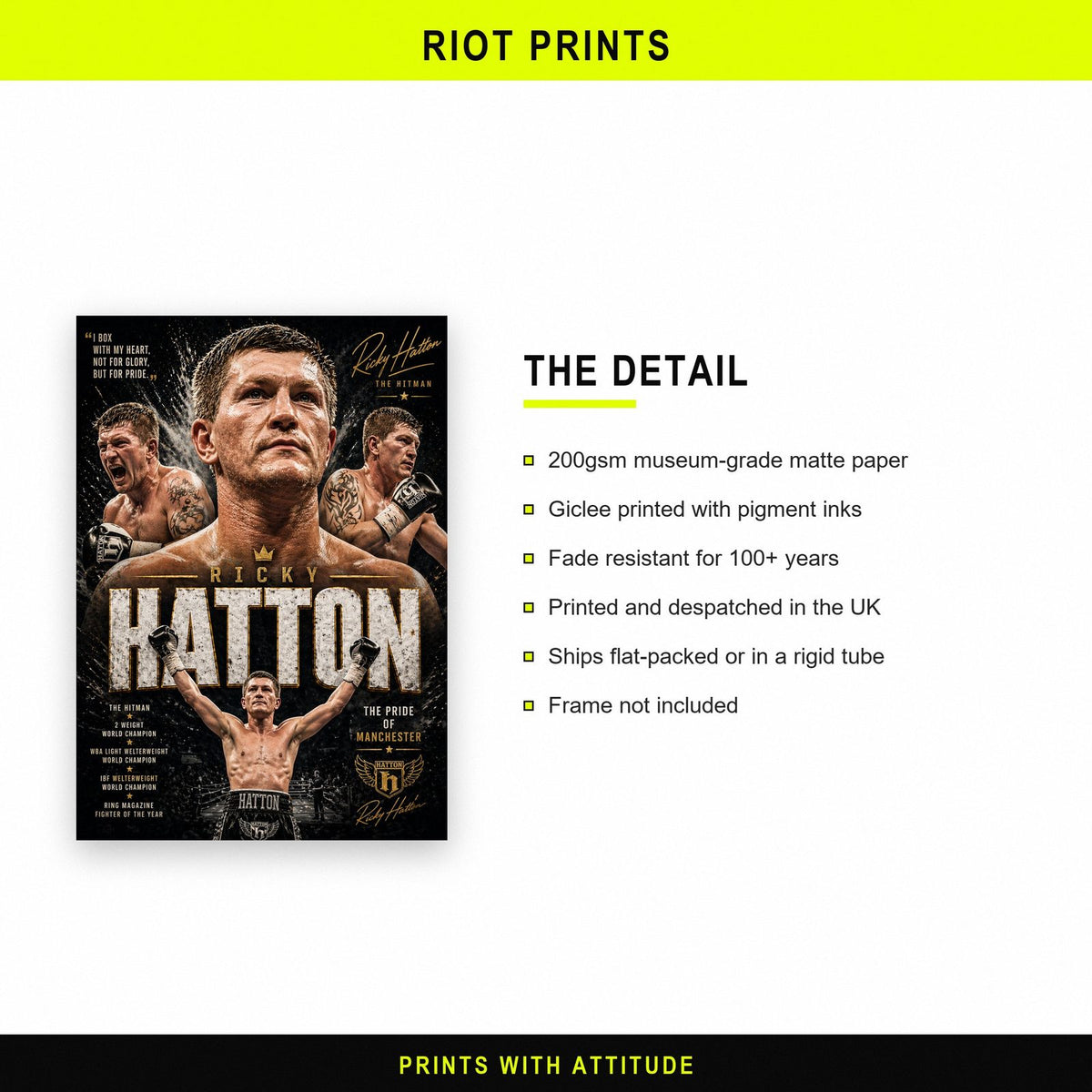 Ricky Hatton "The Hitman" Boxing Print paper and printing specification