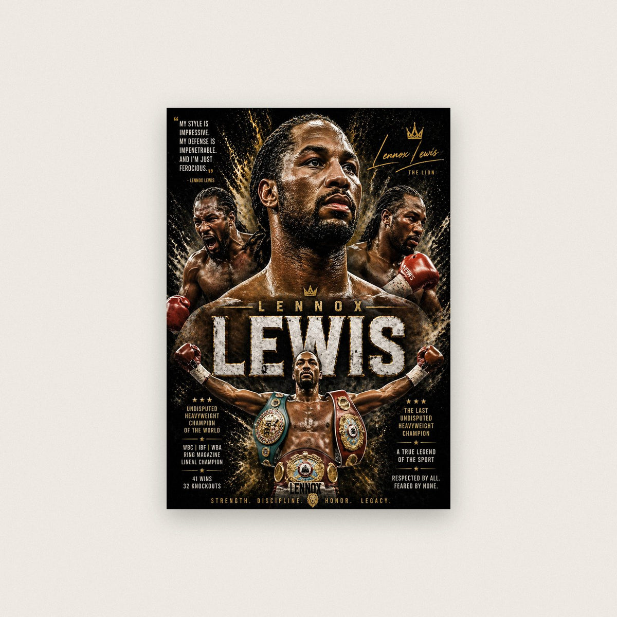Lennox Lewis The Lion Boxing Print