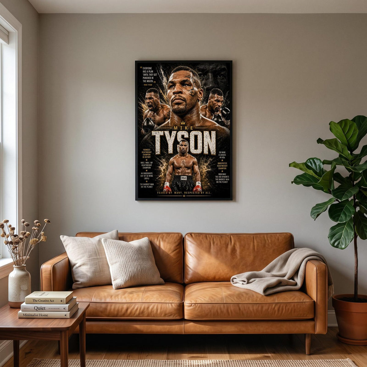 Mike Tyson Iron Mike Boxing Print hanging on a living room wall
