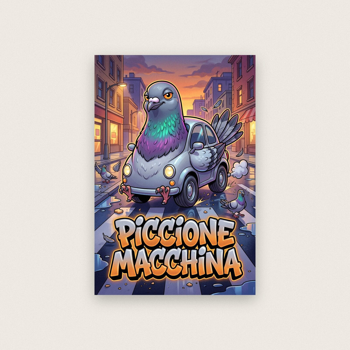 Piccione Macchina Italian Brainrot Poster