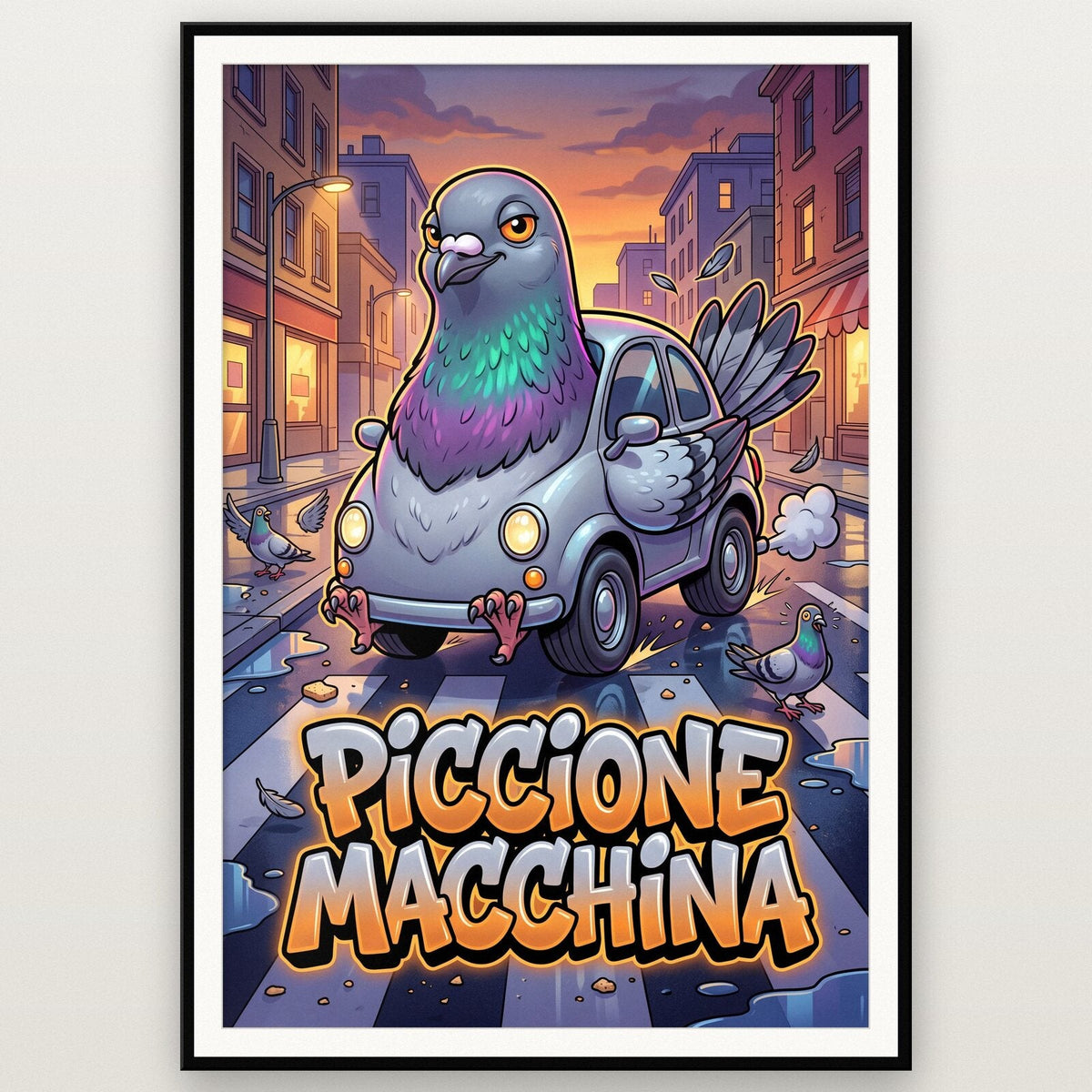 Piccione Macchina Italian Brainrot Poster