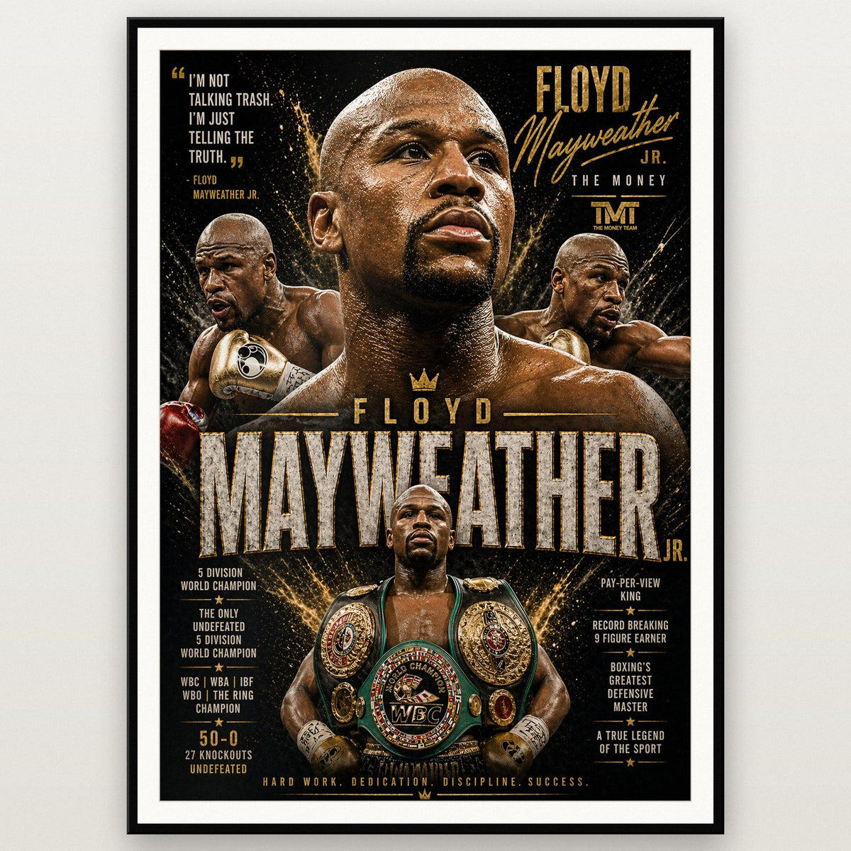 Mayweather vs Hatton Boxing Print Duo Pack shown in a black frame