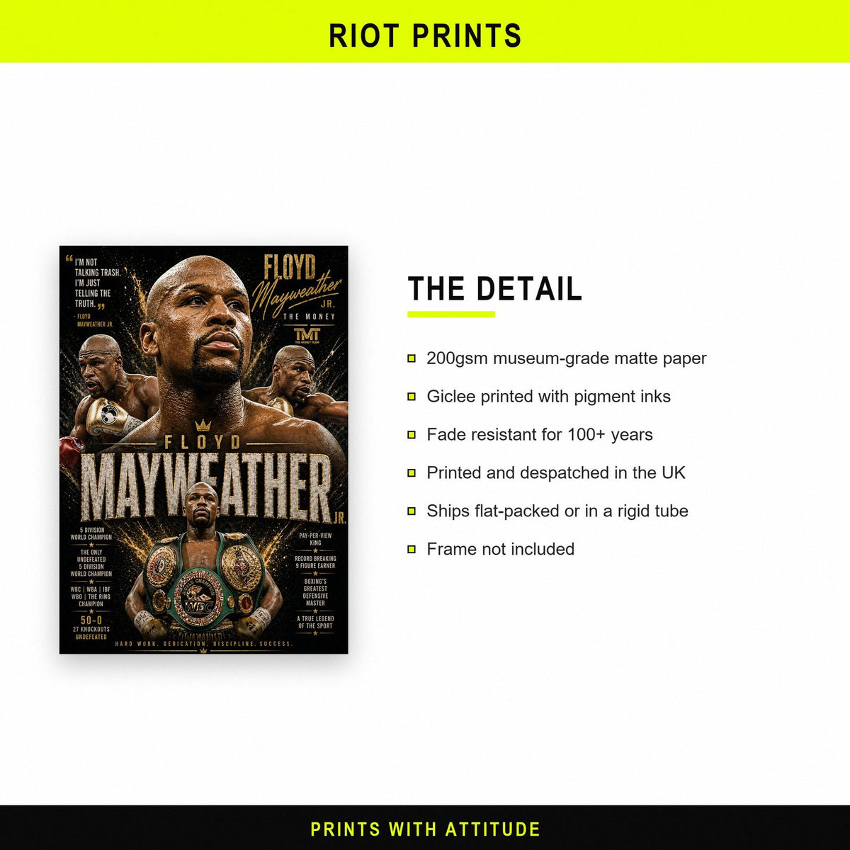 Floyd Mayweather Jr. "The Money" Boxing Poster paper and printing specification