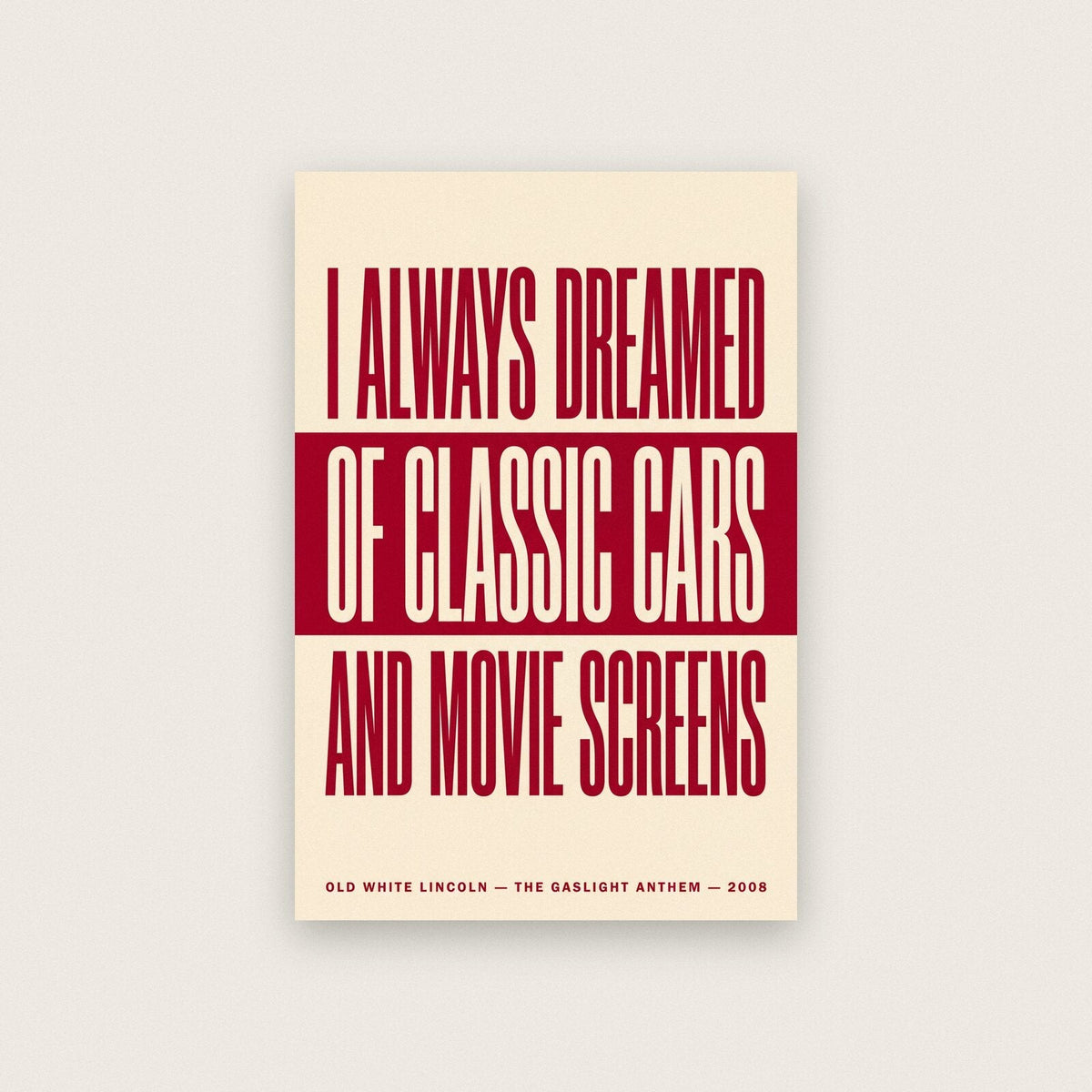 Old White Lincoln Lyrics Print