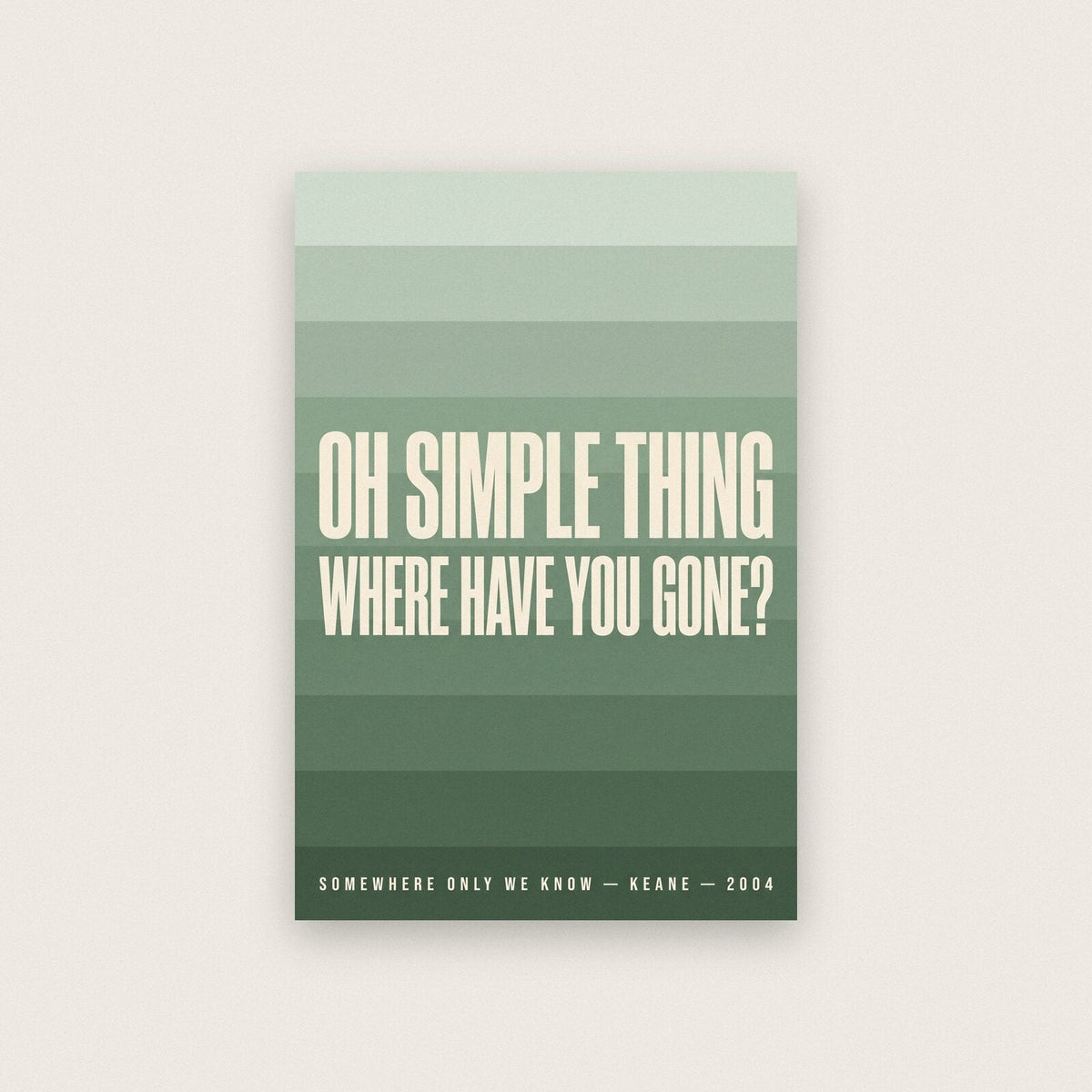 Somewhere Only We Know Keane Lyrics Print