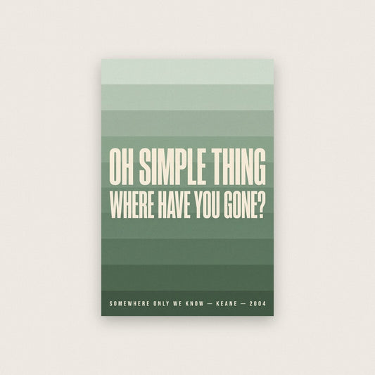 Somewhere Only We Know Keane Lyrics Print